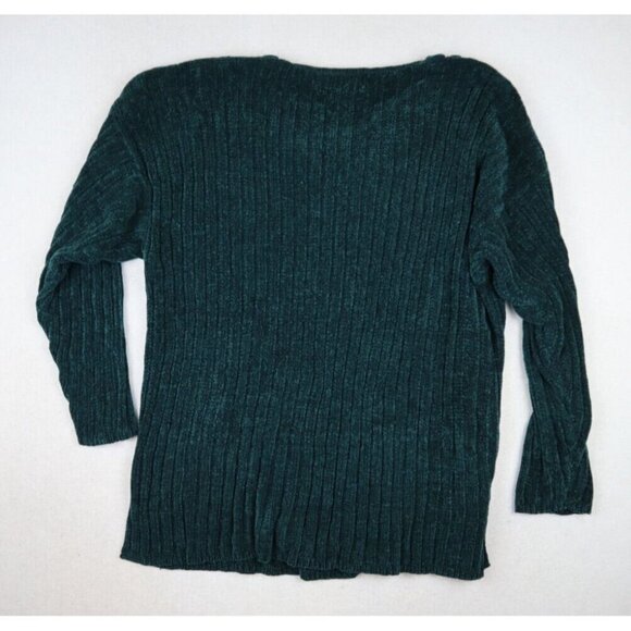 STEFANO - VINTAGE 90s WOMEN'S GREEN SOFT CHENILLE PULLOVER TUNIC SWEATER - 18/20 - Picture 8 of 8
